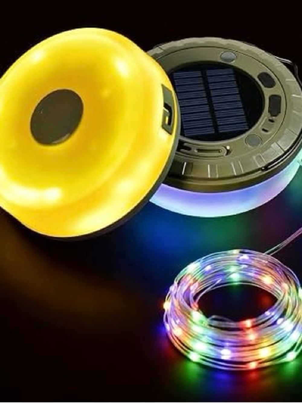 4 in 1 rechargeable string light Yellow Portable Solar with Multicolor LED color